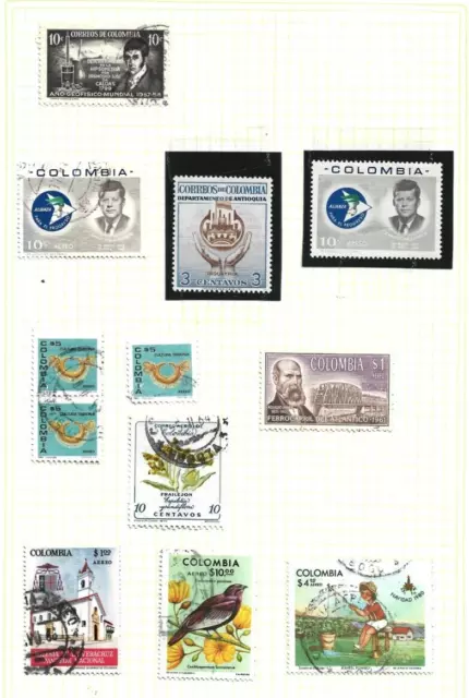 Columbia x 1 page used stamps - All shown