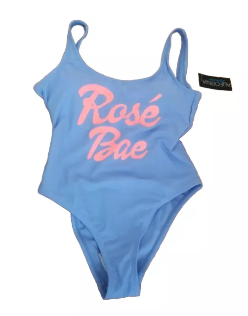 California Waves Size XS  One Piece Swimsuit Rosé Bae Graphic Light Blue NEW. 3