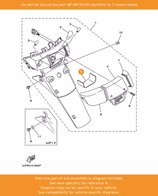 Yamaha Objektiv, Lizenzleuchte, 4JP-84743-00 OEM YJ50