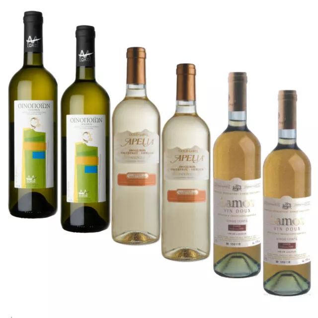 Griechischer Weißwein Set 6x 750ml Markenware trocken, halbsüß und süß