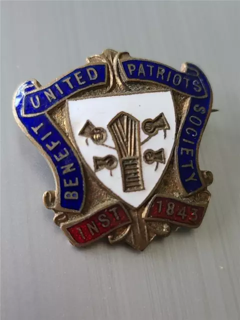 Vintage United Patriots Benefit Society Enamel Pin Badge Friendly Society