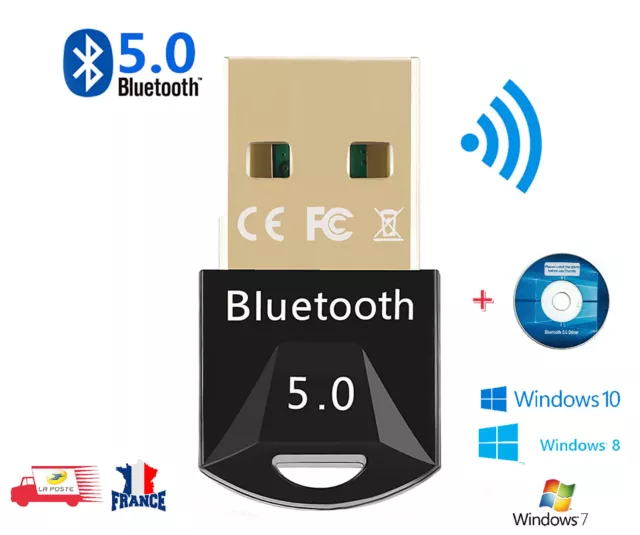 Clé USB Bluetooth 5.1 mini adaptateur Dongle V5.1 Sans Fil pour PC Windows