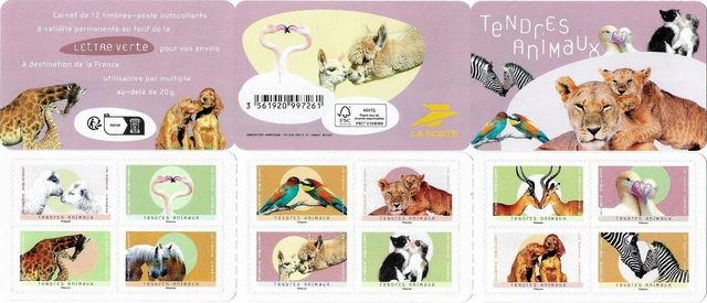 Lot De 12 Timbres Poste 20g Autocollants - Lettre Verte - Validité Permanente - Motifs Divers - Pour Enveloppes, Colis - Économique