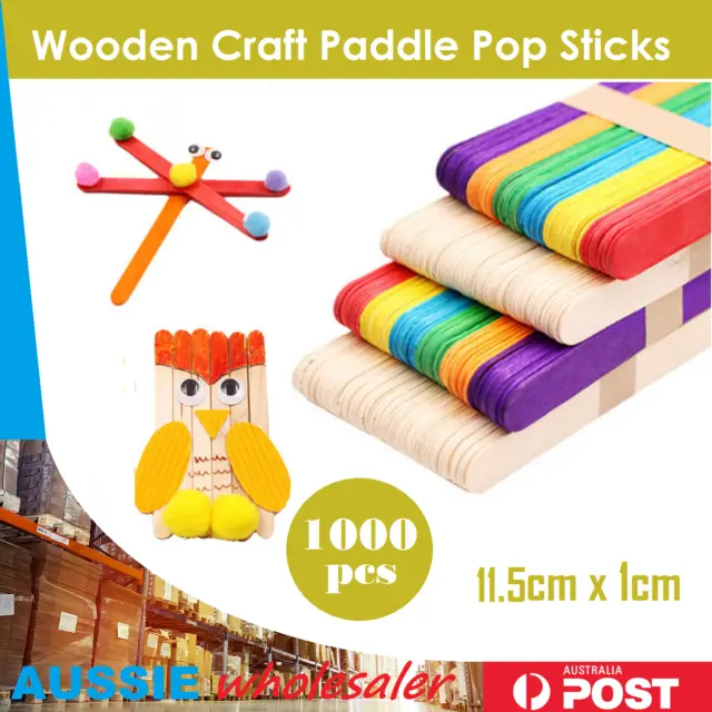 1000pcs Wooden Coffee Tea Stirrers Craft Stick/Paddle Pop Sticks Disposable 11cm