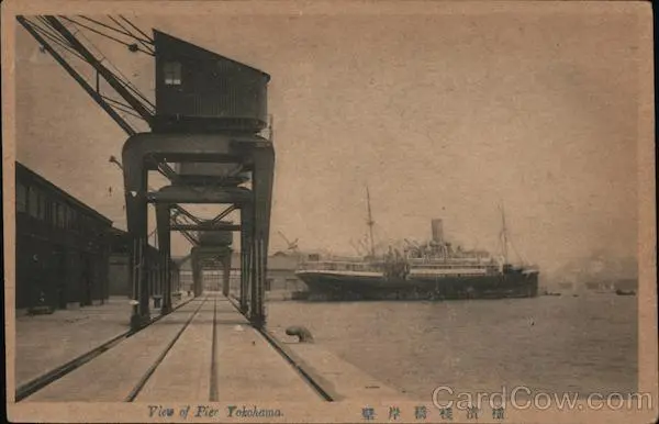 Japan Yokohama View of Pier Postcard Vintage Post Card