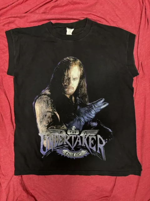 Wwf Undertaker Half Sleeve Tshirt 1995 Wrestling Wwe Vintage Rip Sz L Wcw Nice