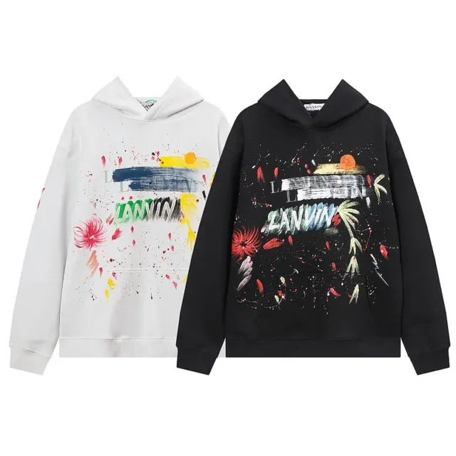 Lanvin graffiti ink letters printed couple with the hooded sweatshirt tide
