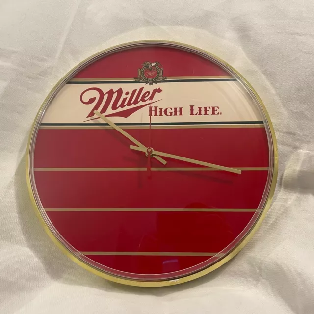 Vintage 1987 Miller High Life Logo Round Wall Clock 13" Tested
