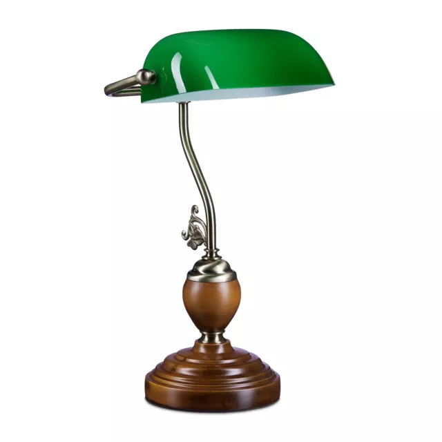 Lampe de bureau banquier avec un abat-jour vert en verre ampoule à douille E-27