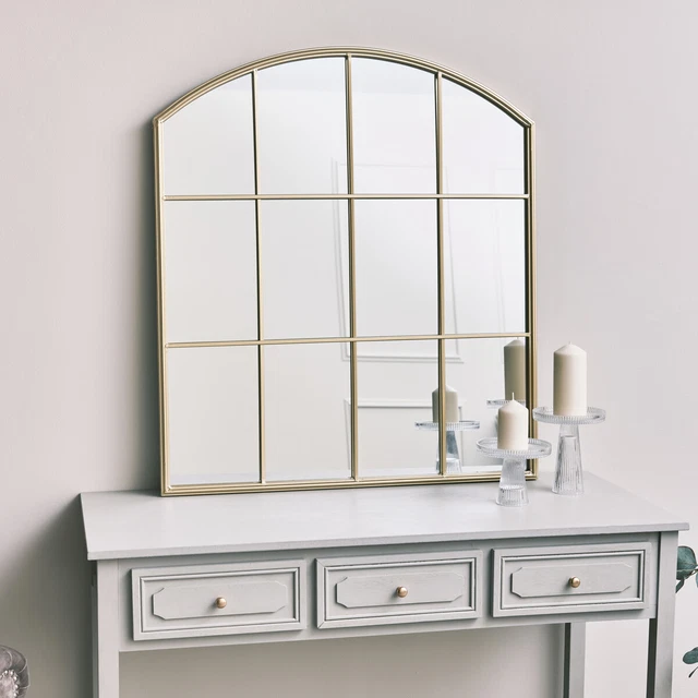 Oro Arqueado Espejo de Pared Ventana Estilo Moderno Luxe Glamour Casa Decoración