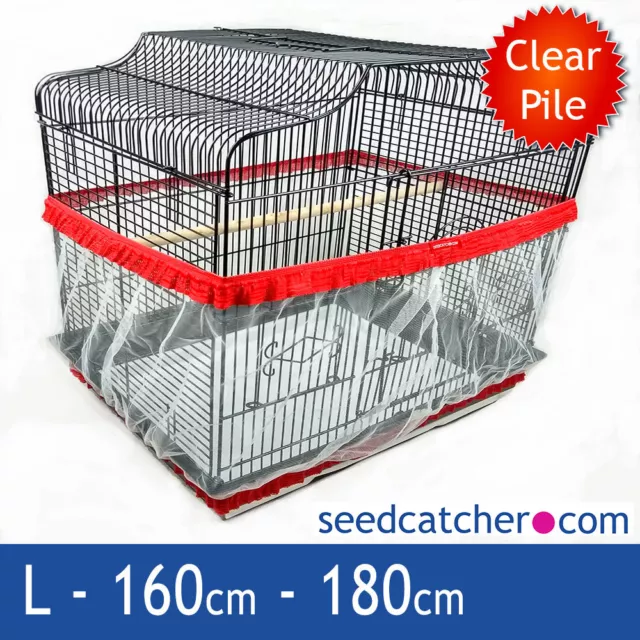 Bird Cage Seed Catcher Guard Tidy Pile Fabric Red Large 180cm Skirt Style