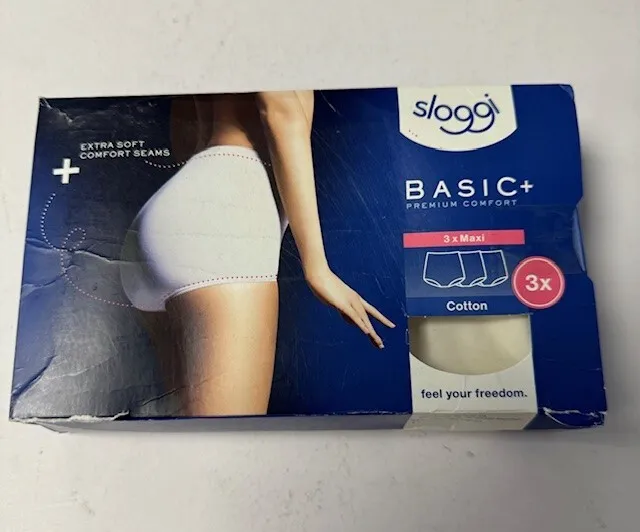Sloggi Women's Basic maxi 3 Pack Plain Basic + Premium Comfort Knickers, White,