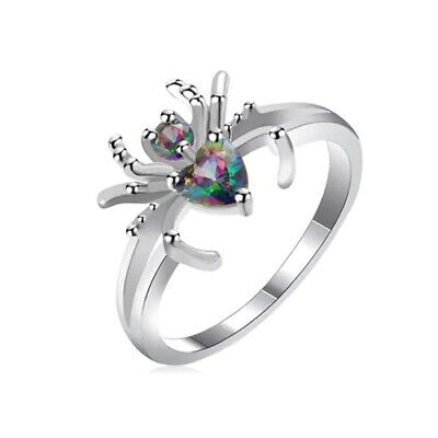 Fashion 925 Silver Women Jewelry Cubic Zircon Spider Ring Wedding Gift Size 6-10