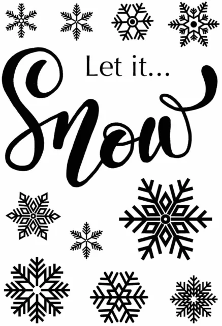 Woodware Let It Snow Sentiment Snowflake Clear Stamp Set Christmas Card Making
