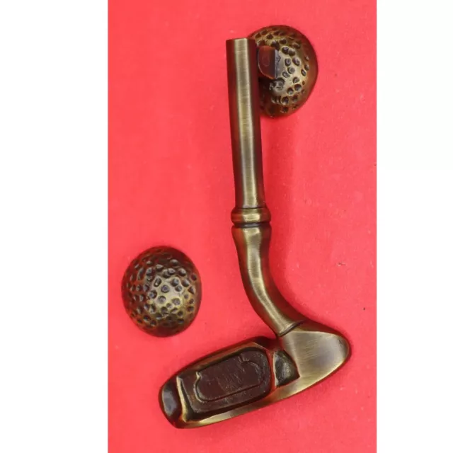 Handcrafted Brass Golf Putter Shape Door Knocker Vintage Antique Style Doorbell