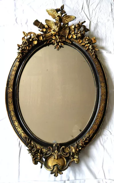 Grand miroir ancien XIXe - bois doré