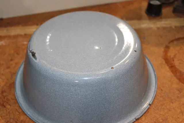 vintage GRANET GRAY porcelain enamelware 9 X 3 high DISH PAN WASH basin bowl