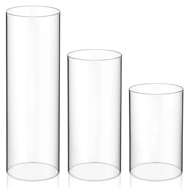 3 Pcs Candle Shade High Borosilicate Glass Hurricane Cylinder Sleeve