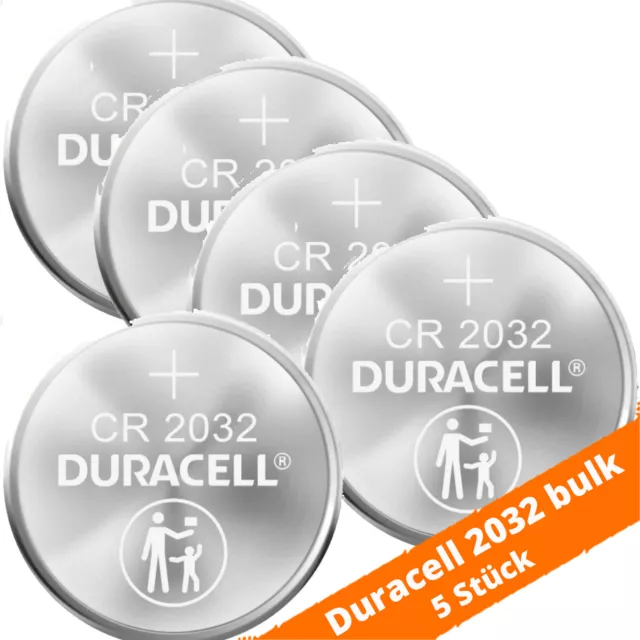 5 x CR2032 Duracell Lithium Knopfzelle DL2032 265mAh 3V Batterie lose / bulk