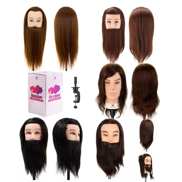 100% Real Human Hair Male Mannequin Head Man Barber Hairdressing Training Head