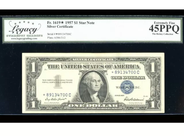 1957 $1 Silver ⭐️STAR *C Block Fr. 1619* Legacy 45 PPQ Serial *89134700C