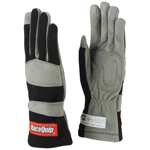Racequip 351005 Large 1-Layer Black Auto Racing Driving Gloves Nomex Sfi Rated