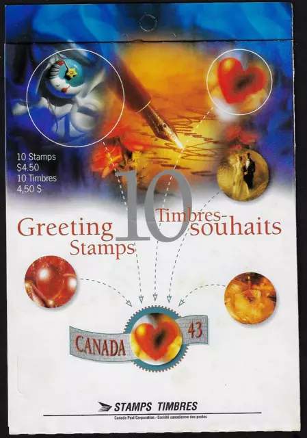 Canada Stamps — Booklet Pane of 10 — Greetings Booklet #1508a (BK166b Open) MNH