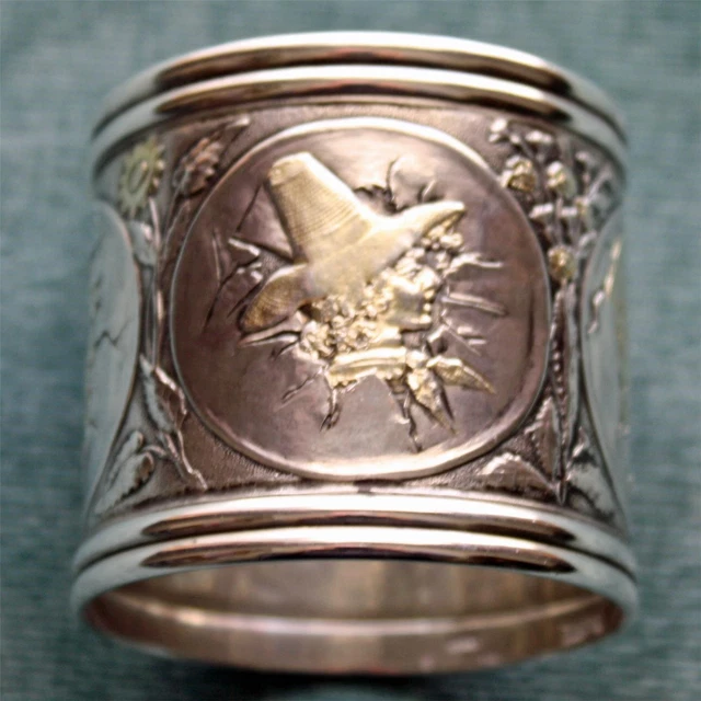 Rare American Gorham Sterling Napkin Ring, Children Breaking Through - Original1