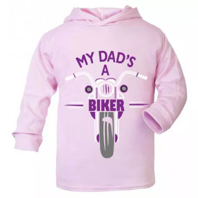 My Dad is a biker motorcycle toddler kids children pink hoodie 100% cotton