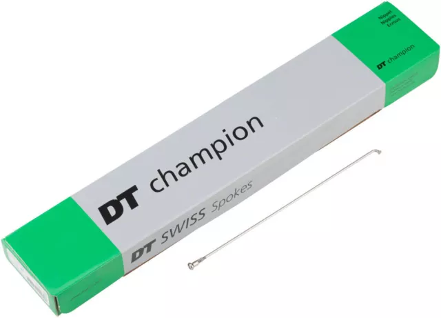 NEW DT Swiss Champion Spoke: 2.0mm 254mm J-bend Silver Box of 100