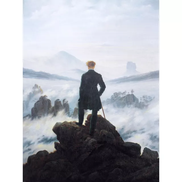 Friedrich Wanderer Above Sea Fog Painting Wall Art Canvas Print 18X24 In