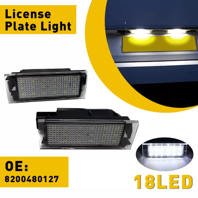 2x For Renault LED Licence Number Plate Light Clio Laguna Master Megane MK2 MK3