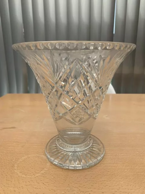 Vintage Lead Crystal Cut Glass Heavy Chunky Vase Rare