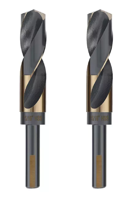 HSS Cobalt Silver and Deming Drill Bit 1/2" Reduced Shank Black Golden-2Pcs