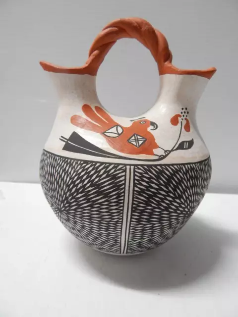 Vintage Xtra Fine Acoma Indian Wedding Vase Pot - S. Antonio - Nice Size+Cond !