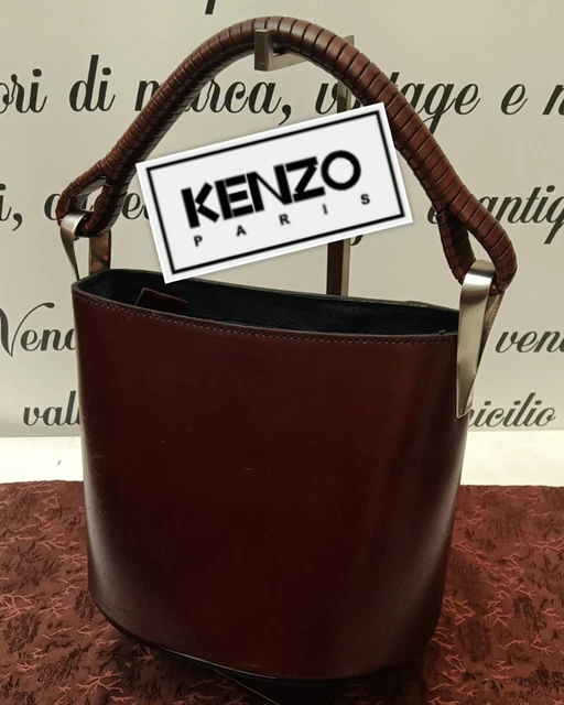 KENZO PAGODON BUCKET Bag Borsa Secchiello Pelle A Mano Vintage