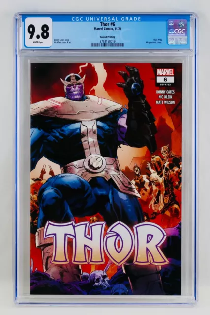 Thor #6 CGC 9.8 White Pages Second 2nd Printing Thanos Wraparound Cover NM/MT