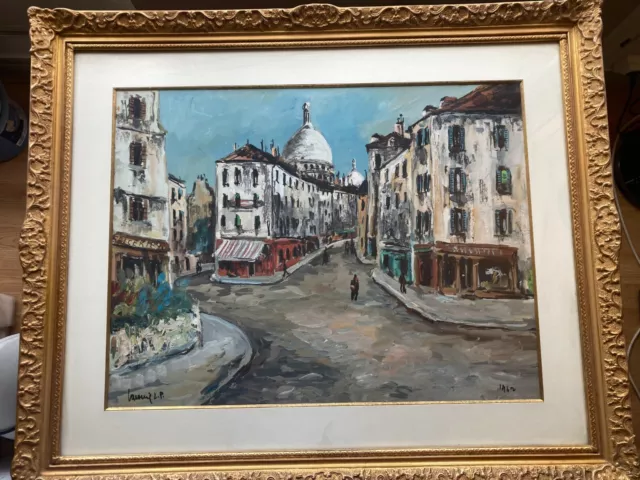 Gouache originale signée Lavoine LP Robert paysage Montmartre encadrée