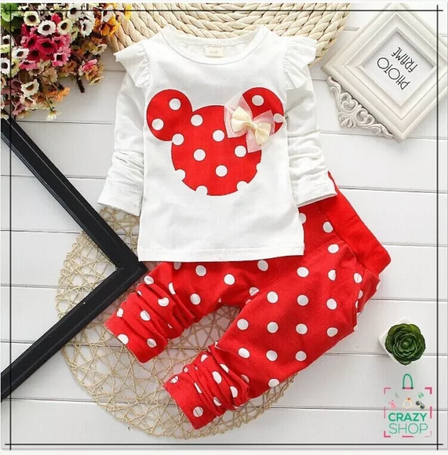 Completo due pezzi Minnie Mouse Pois Abbigliamento per bambini - kids - ROSSO