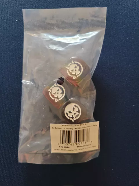 Steve Jackson Games Rainbow Skull Dice Set of 3 New Sealed d6 Translucent Promo