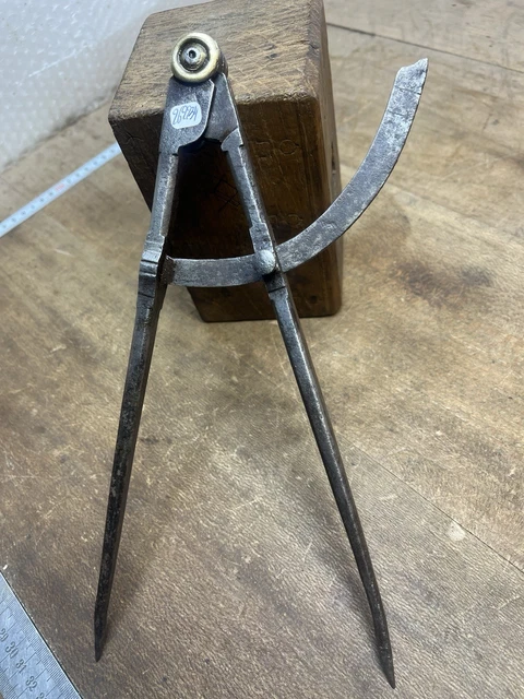 N°332 OLD TOOL compass , OUTIL ANCIEN, COMPAS Goldenberg Estampe Clef