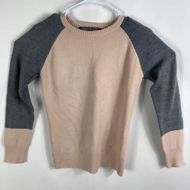 French Connection Women's Pink Gray Pullover Long Sleeve Crew Neck Sweater -Sz S