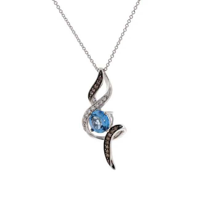 Le Vian Chocolatier Pendant Blue Topaz Diamonds 14K White Gold 1.42 CTW 19.25"