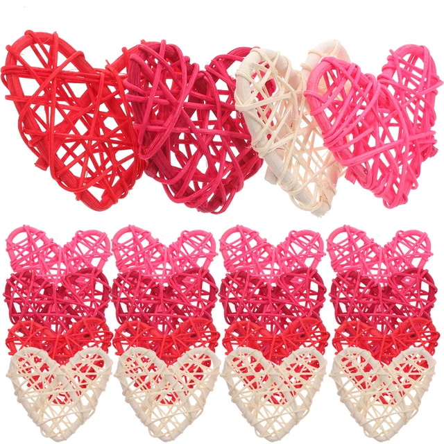24 PIEZAS Bolas en forma de corazón de ratán Fiesta de boda Decoración Corazón tejido hueco
