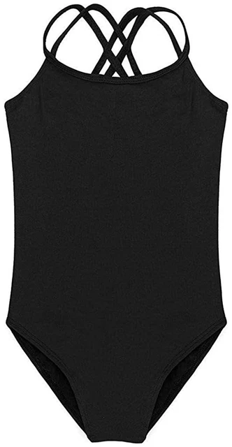 HiDance Ballet Leotards,Cotton Camisole Ballet Leotards, Black, Size 2XL(7-8Y)