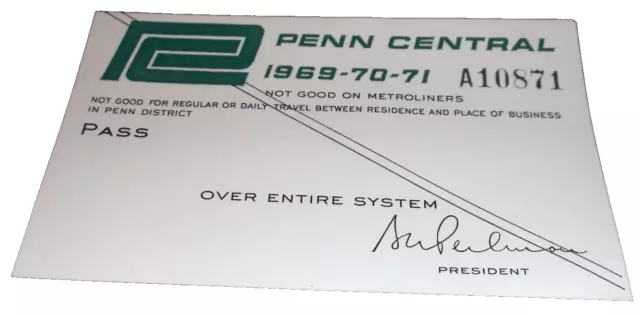 1969/1970/1971 Penn Central Employee Pass Version #4