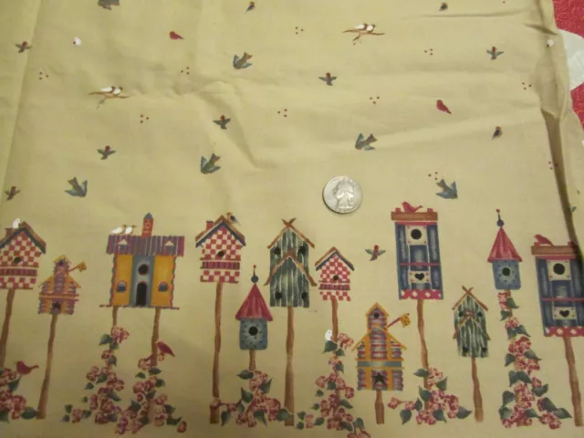 3 Yards Vintage  Daisy Kingdom Home Tweet Home Bird House 2 Size Borders Cotton