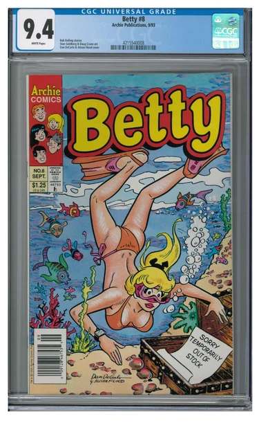 Betty #8 (1993) Archie Classic DeCarlo Bikini GGA Cover CGC 9.4 White Pages B108