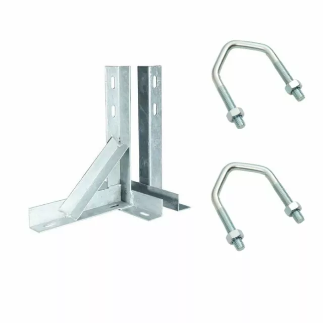 12 Inch Galvanised T&K Wall Mount Bracket for Aerial or Satellite with 2 V Bolts