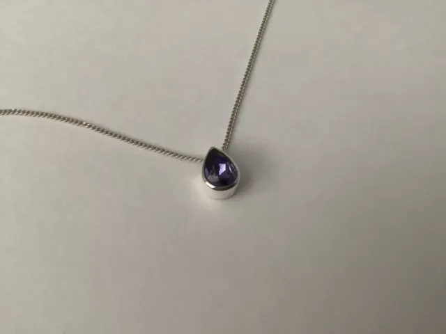 Lovely Vintage Hallmarked Sterling Silver Necklace and Amethyst Pendant